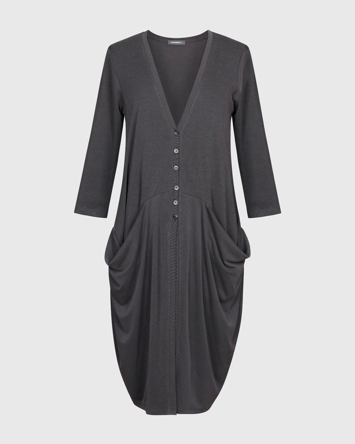 Essential Draped Cocoon Jacket, Grey-Jacket-Alembika-US 4-6-Grey-Urbanheer