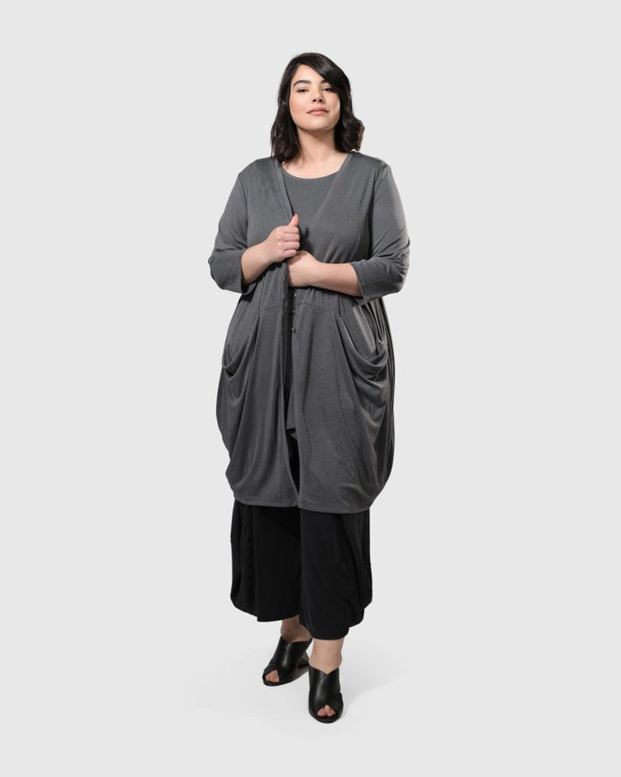 Essential Draped Cocoon Jacket, Grey-Jacket-Alembika-US 4-6-Grey-Urbanheer