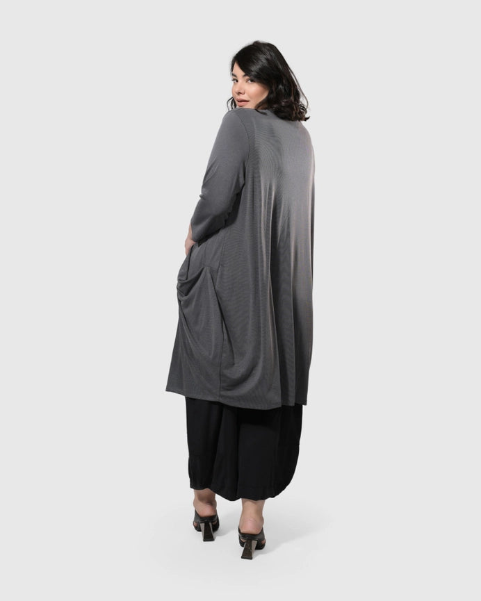 Essential Draped Cocoon Jacket, Grey-Jacket-Alembika-US 4-6-Grey-Urbanheer