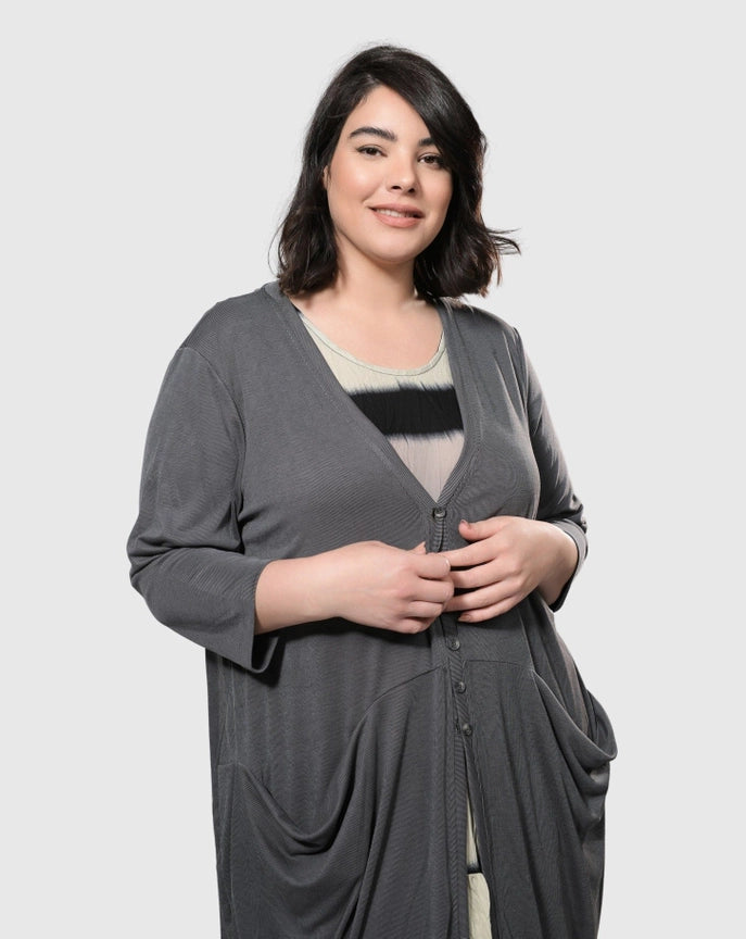 Essential Draped Cocoon Jacket, Grey-Jacket-Alembika-US 4-6-Grey-Urbanheer