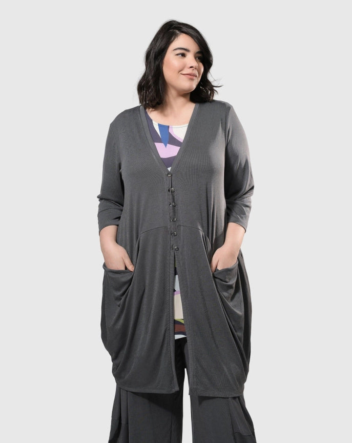 Essential Draped Cocoon Jacket, Grey-Jacket-Alembika-US 4-6-Grey-Urbanheer