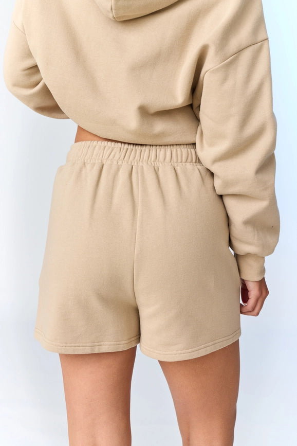 Esther Loose Fit Hooded Sweatshirt and Sweatshorts Set Taupe-Set-Papermoon-S-Taupe-Urbanheer