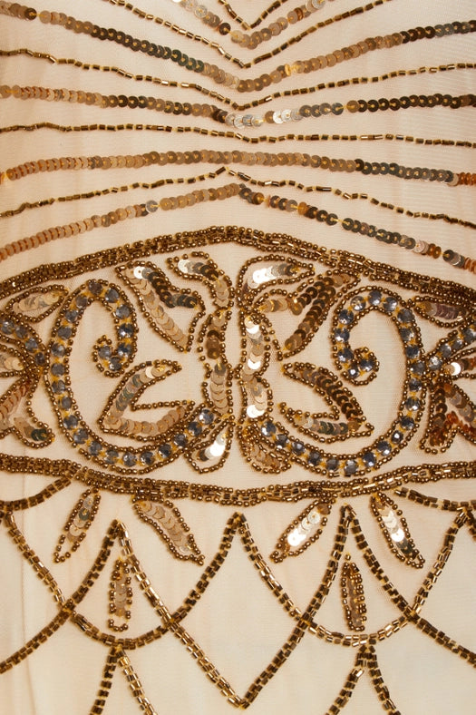 Eva Gold 1920s Embellished Wedding Maxi Dress-Dress-Jywal London®-S-Urbanheer