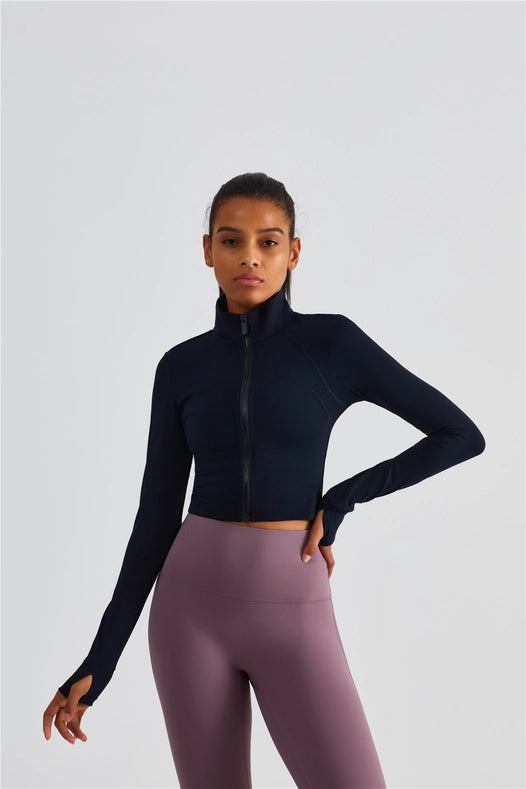 Evelyn Cropped Zip Jacket Black-Jacket-91thelabel-S-Urbanheer