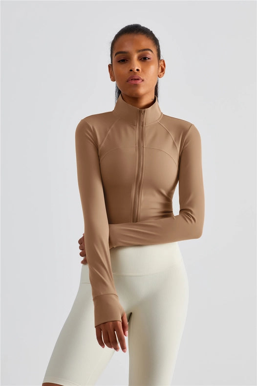 Evelyn Cropped Zip Jacket Frappuccino-Jacket-91thelabel-S-Urbanheer