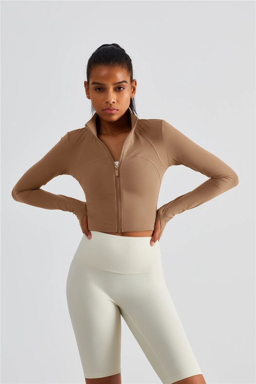 Evelyn Cropped Zip Jacket Frappuccino-Jacket-91thelabel-S-Urbanheer