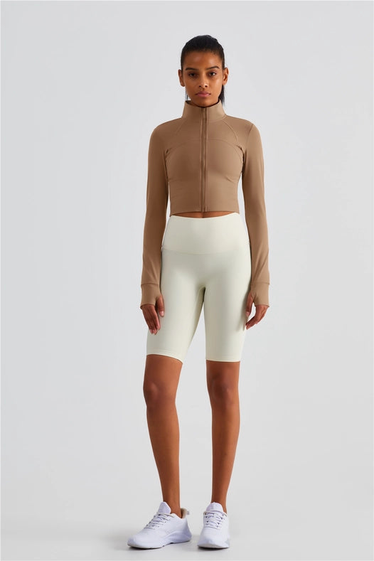 Evelyn Cropped Zip Jacket Frappuccino-Jacket-91thelabel-S-Urbanheer