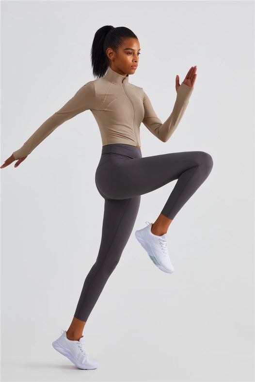 Evelyn Cropped Zip Jacket Gravel-Jacket-91thelabel-S-Urbanheer