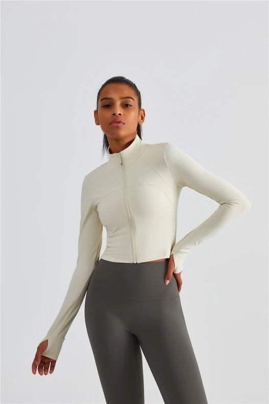 Evelyn Cropped Zip Jacket Ivory-Jacket-91thelabel-S-Urbanheer