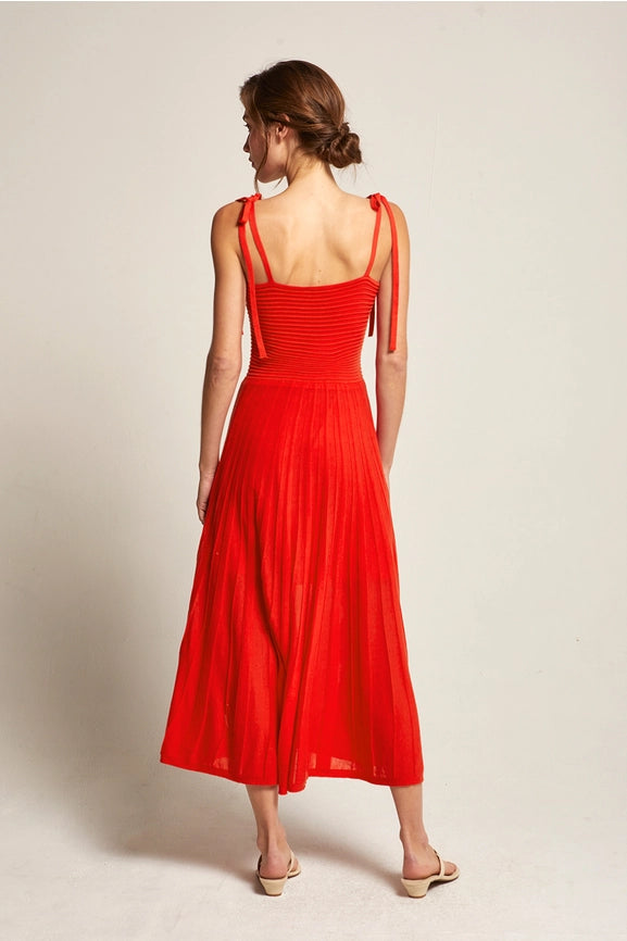 Everly Mixed Media Midi Dress-Dress-Crescent-XS-POPPY-Urbanheer