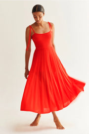 Everly Mixed Media Midi Dress-Dress-Crescent-XS-POPPY-Urbanheer