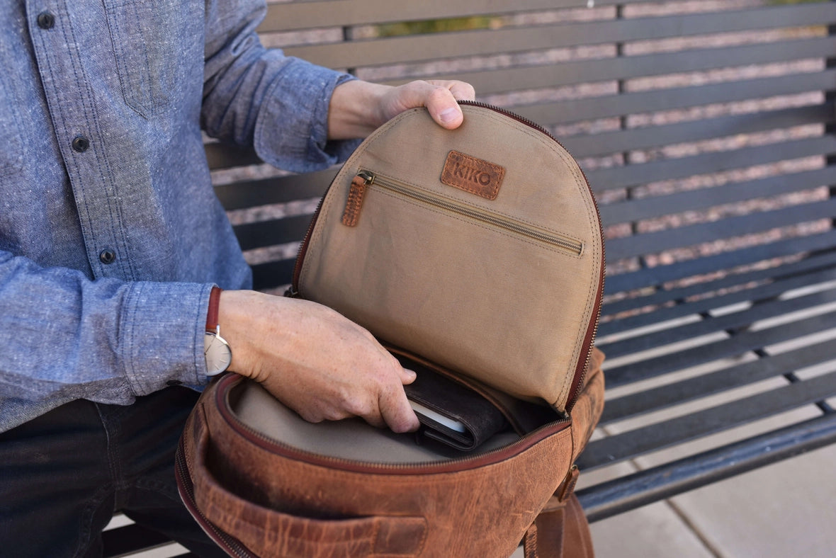 Executive Backpack-Backpack-Kiko Leather-18" L x 12" W x 4" D-Brown-Urbanheer