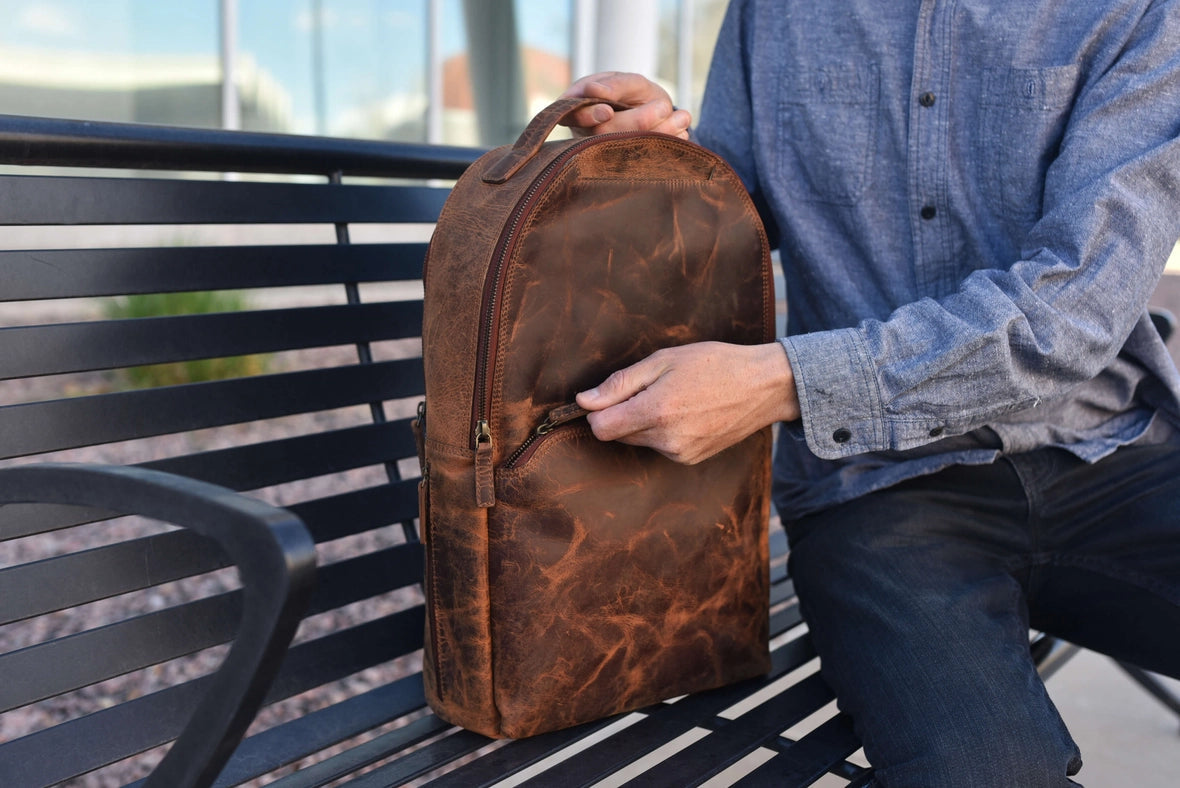 Executive Backpack-Backpack-Kiko Leather-18" L x 12" W x 4" D-Brown-Urbanheer