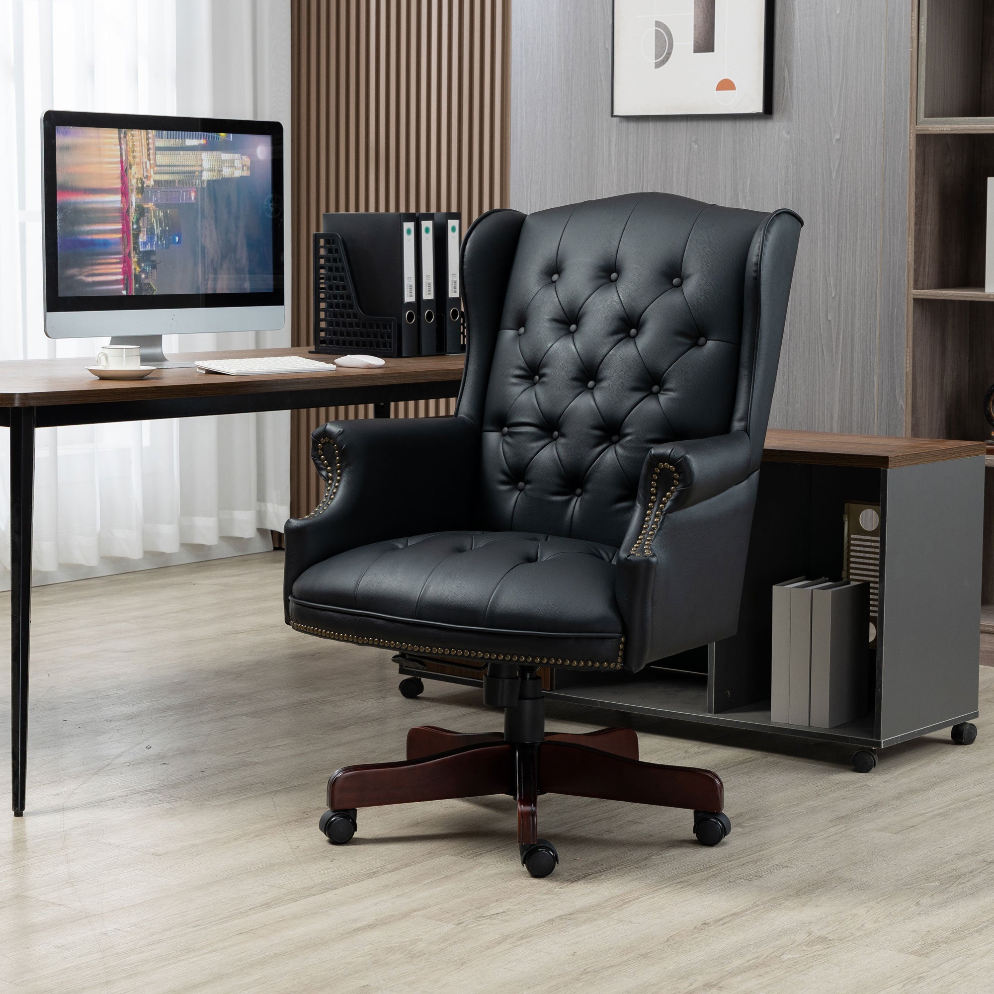 Executive PU Leather Office Chair with Ergonomic Support & Padded Comfort