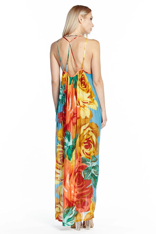 Exotic Maxi Dress-Dress-Aratta-M-Teal/Rose-Urbanheer