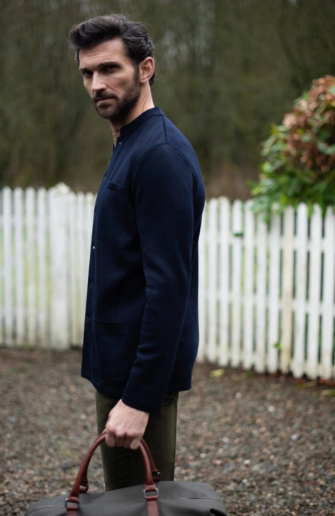 Extra Fine Merino Wool Knitted Nehru Jacket