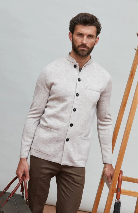 Extra Fine Merino Wool Knitted Nehru Jacket