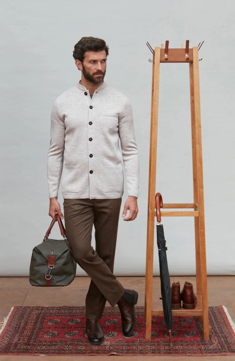 Extra Fine Merino Wool Knitted Nehru Jacket