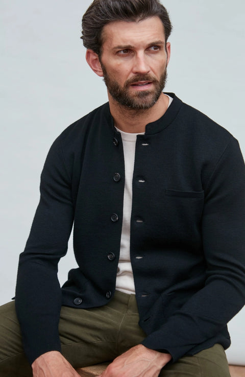 Extra Fine Merino Wool Knitted Nehru Jacket