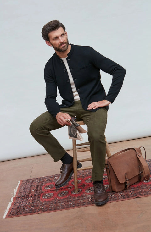 Extra Fine Merino Wool Knitted Nehru Jacket