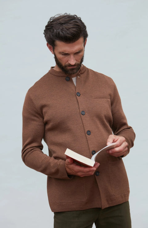 Extra Fine Merino Wool Knitted Nehru Jacket