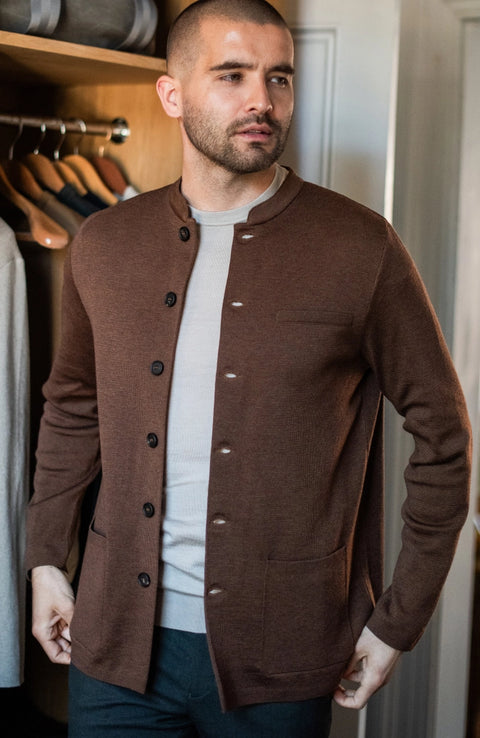 Extra Fine Merino Wool Knitted Nehru Jacket