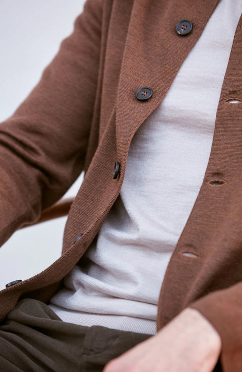 Extra Fine Merino Wool Knitted Nehru Jacket