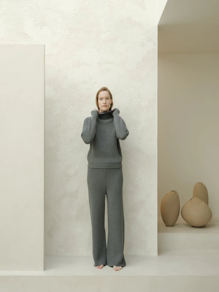 Extra Fine Merino Wool Lounge Pants Grigio Scuro-Pants-LÈMME-S-Grigio Scuro-Urbanheer