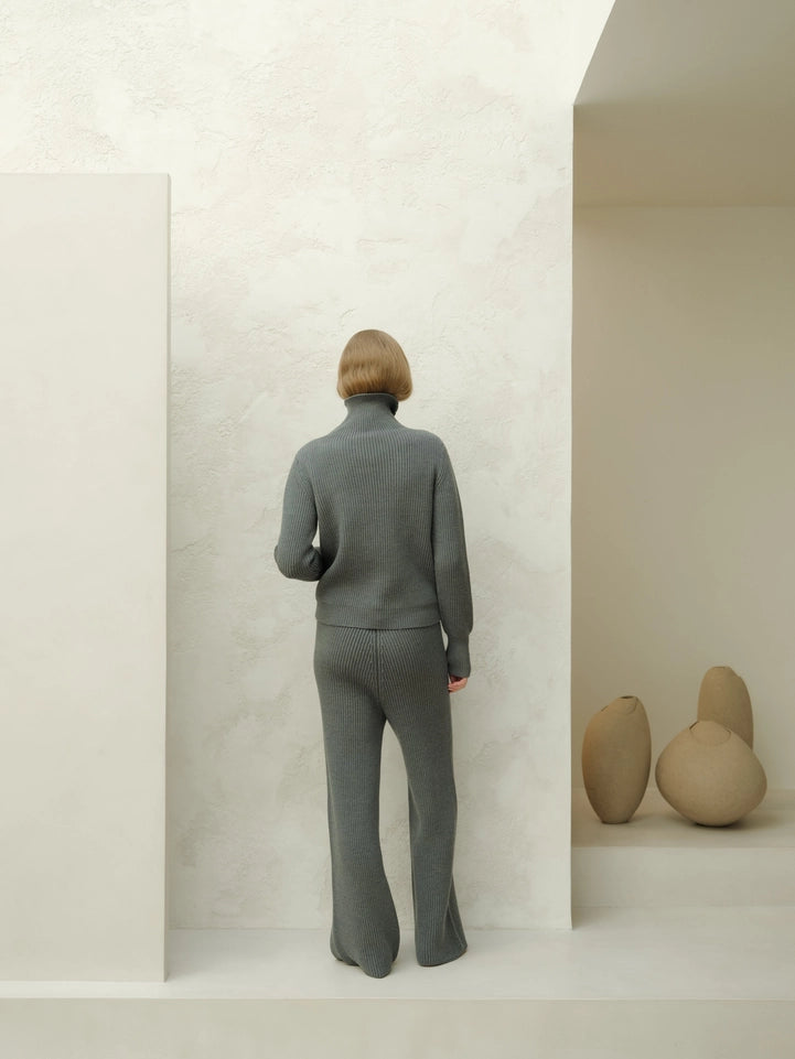 Extra Fine Merino Wool Lounge Pants Grigio Scuro-Pants-LÈMME-S-Grigio Scuro-Urbanheer