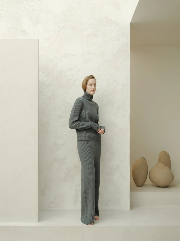 Extra Fine Merino Wool Lounge Pants Grigio Scuro-Pants-LÈMME-S-Grigio Scuro-Urbanheer