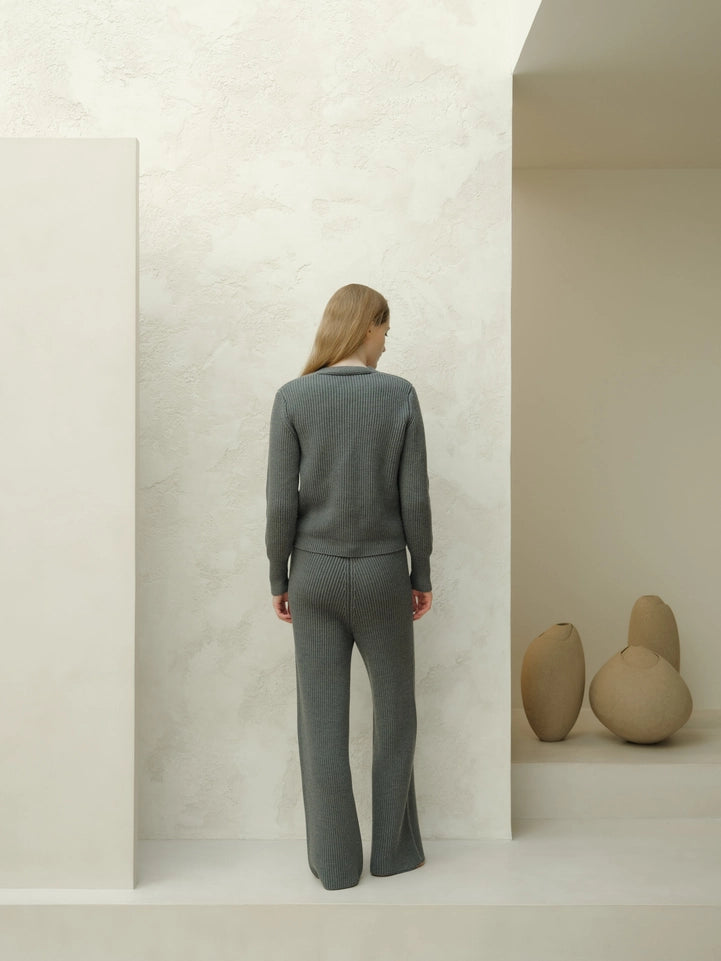 Extra Fine Merino Wool Lounge Pants Grigio Scuro-Pants-LÈMME-S-Grigio Scuro-Urbanheer