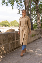 Extra-Long Oversized Cotton Trench Coat with Belt Beige-Trench Coat-Attentif Paris-S-Beige-Urbanheer