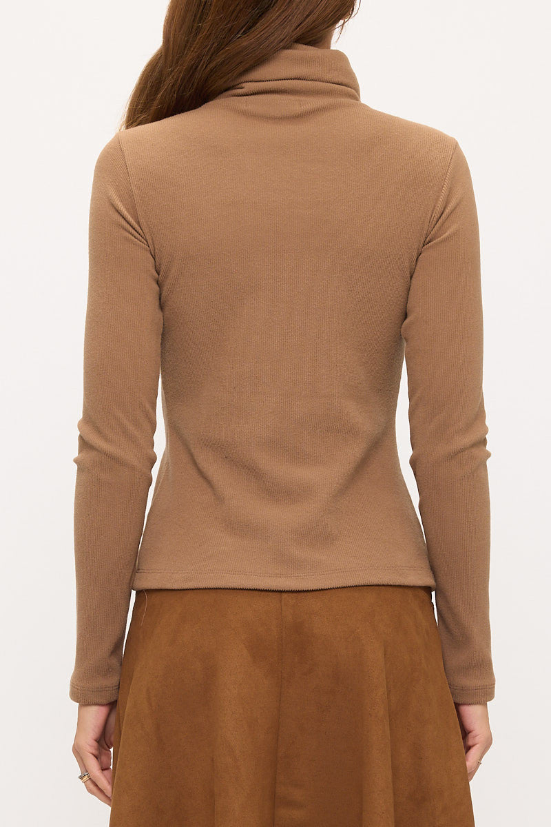 Extra Soft Brushed Knit Cowl Neck Long Sleeve Top-5