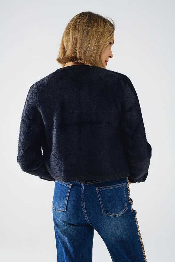 Extra Soft Fluffy High-Quality Cardigan in Black-Cardigan-Q2-OS-Black-Urbanheer