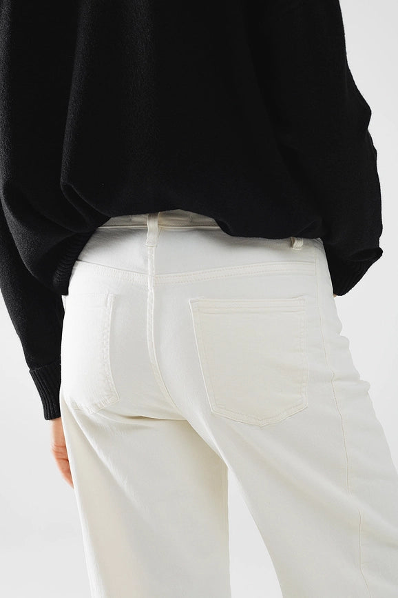 Extra Wide Leg Trousers in Cream Color-Pants-Q2-XS-White-Urbanheer