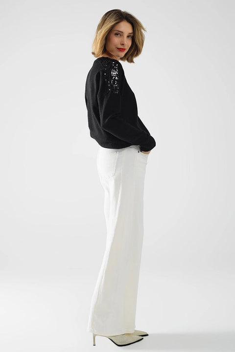 Extra Wide Leg Trousers in Cream Color-Pants-Q2-XS-White-Urbanheer