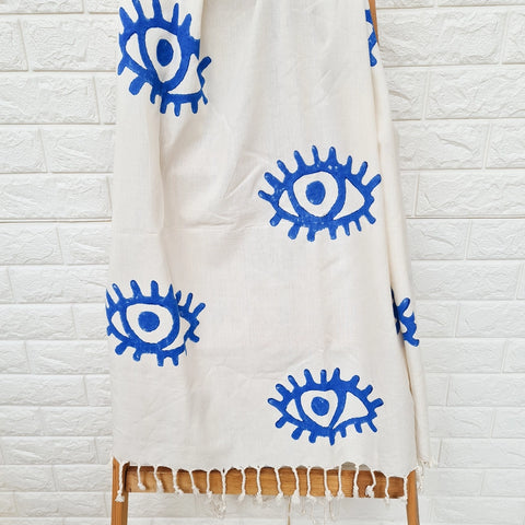 Eye Turkish Beach Towel-Towel-Moa-35.5x79 inches / 90x200cm-Blue Lines-Urbanheer