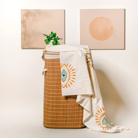 Eye Turkish Beach Towel-Towel-Moa-35.5x79 inches / 90x200cm-Orange-Urbanheer