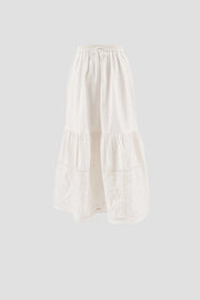 Eyelet Detail Elastic Waist Midi Skirt WHITE-Skirts-Moon River-XS-WHITE-Urbanheer