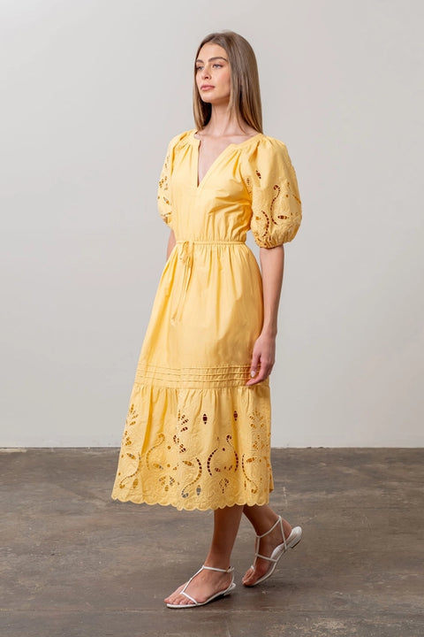 Eyelet Detail Waist Tie Midi Dress from Moon River exclusive at