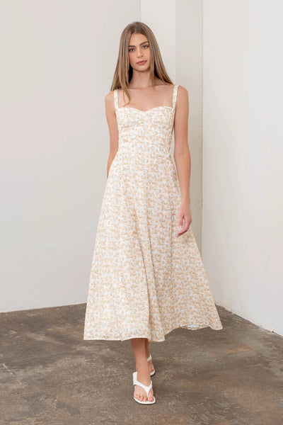 Eyelet Floral Corset Detail Sleeveless Midi Dress from Moon River –  Urbanheer