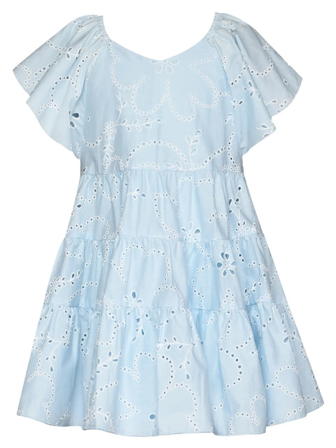 Eyelet Flutter Sleeve Dress