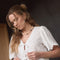 Eyelet Trim Front Tie Blouse and Wide Leg Pant Set WHITE-Set-Moon River-XS-WHITE-Urbanheer