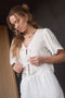 Eyelet Trim Front Tie Blouse and Wide Leg Pant Set WHITE-Set-Moon River-XS-WHITE-Urbanheer