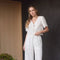 Eyelet Trim Front Tie Blouse and Wide Leg Pant Set WHITE-Set-Moon River-XS-WHITE-Urbanheer
