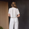 Eyelet Trim Front Tie Blouse and Wide Leg Pant Set WHITE-Set-Moon River-XS-WHITE-Urbanheer