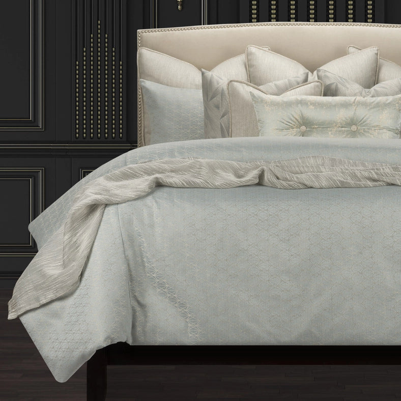 F Scott Fitzgerald Star Attraction Mist Luxury Bedding Set-Set-Siscovers-California King-Blue-Urbanheer