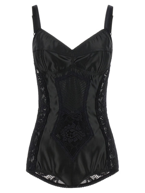 Dolce & Gabbana Satin And Lace Corsetry Bodysuit