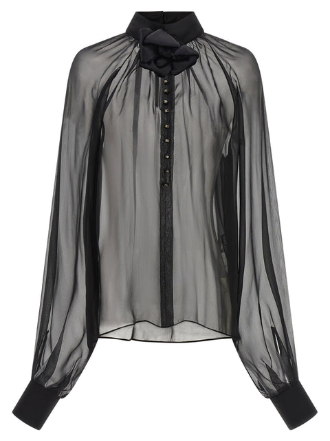 Dolce & Gabbana Chiffon Blouse With Flower