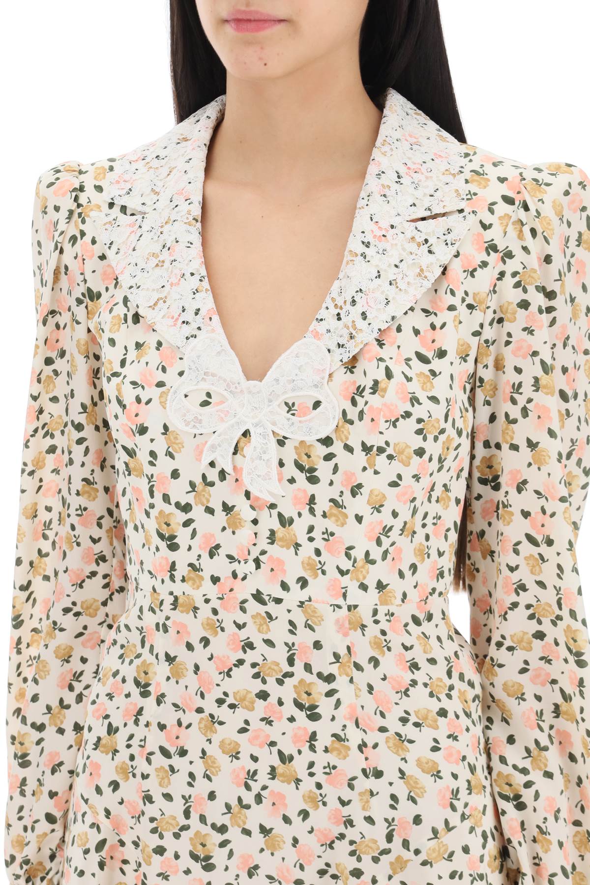 Alessandra Rich Mini Dress With Lace Collar White-Alessandra Rich-42-Urbanheer